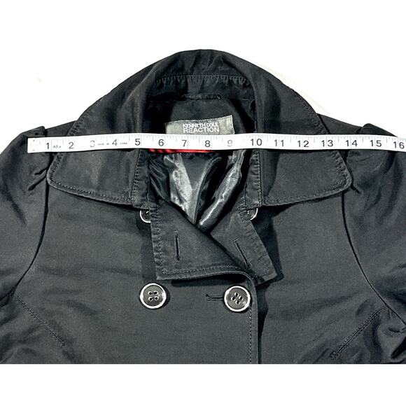 Kenneth Cole Reaction Women’s Black Double Breasted Trench Coat Medium - Picture 4 of 10
